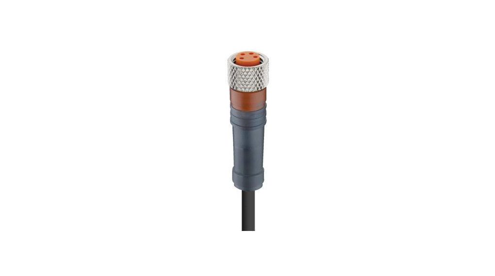 Kabelsats, M8-sockel - Frilagda ändar, 4 Ledare, 2m, IP65 / IP67 / IP69K, Svart
